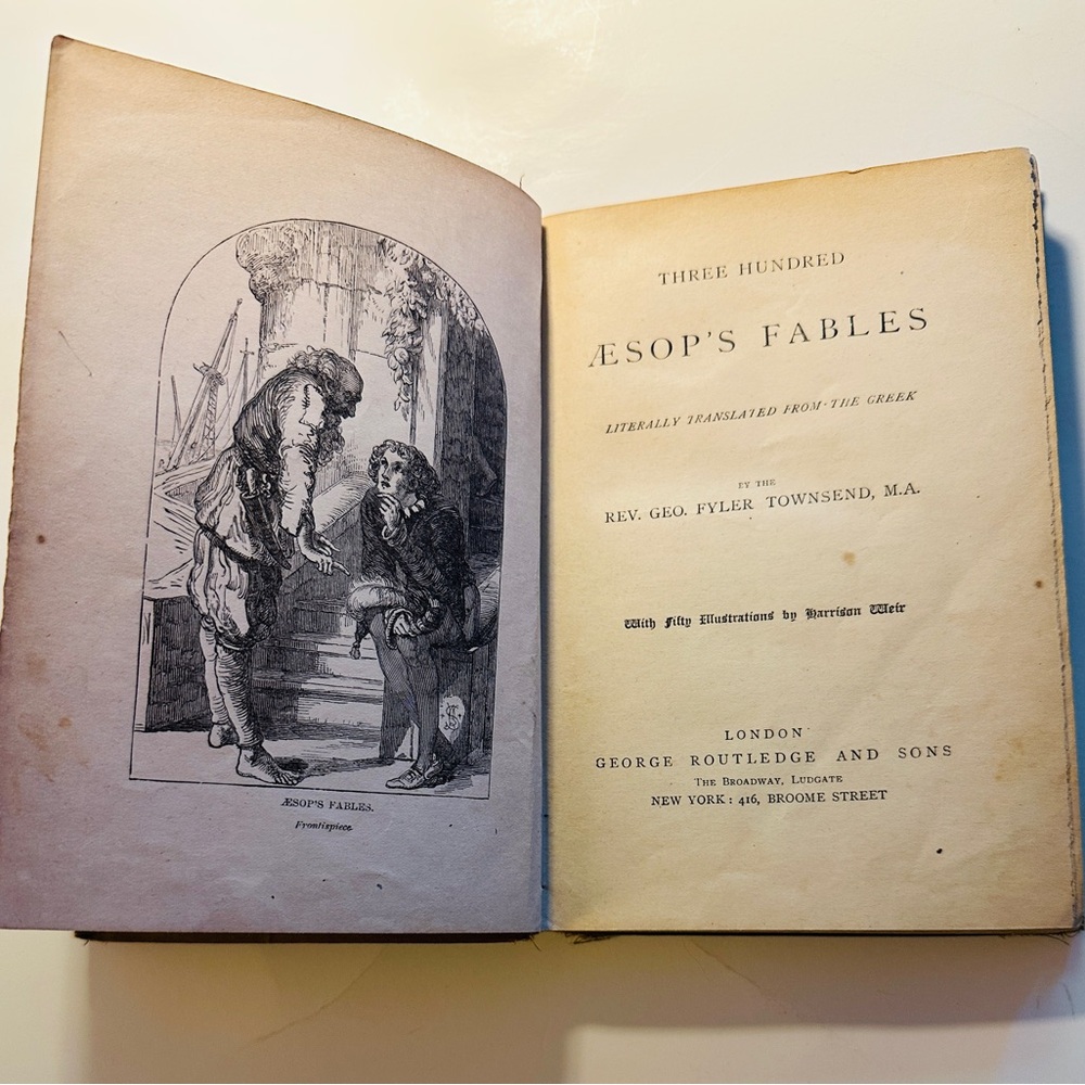 Geo. Fyler  Book Townsend Aesop THREE HUNDRED AESOP'S FABLES Antique Book - Picture 2 of 11